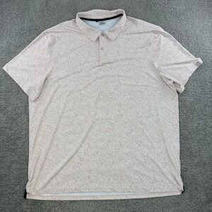 VRST Mens XXL Performance Polo Shirt Short Sleeve Geometric Peach Pink Golf